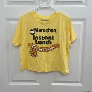 Yellow Instant Lunch graphic tee. Slightly cropped. Size XL.